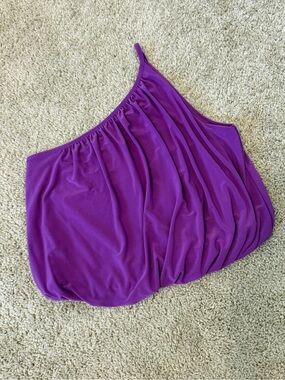 Express Purple One-Shoulder Draped Top, Small